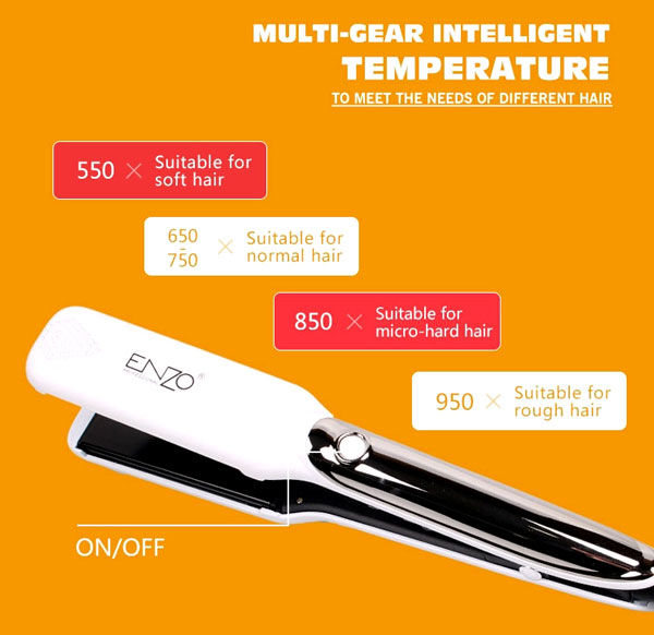 بر روی دسته اتو مو دکمه پاور قرار دارد که برای روشن و خاموش کردن دستگاه استفاده می شود.