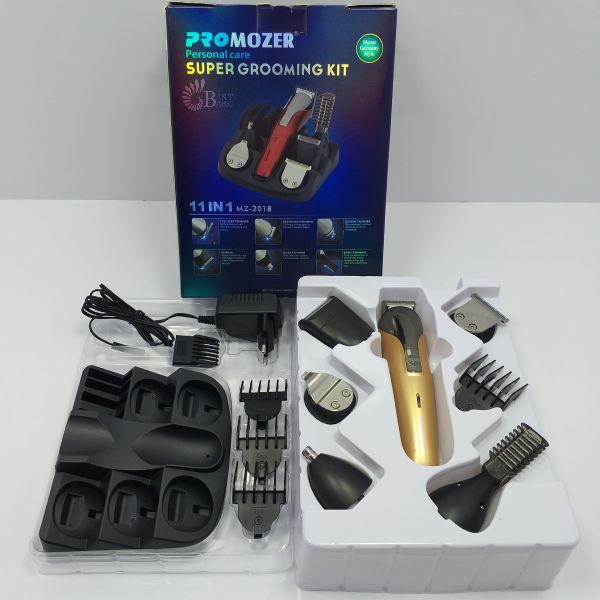 اقلام داخل جعبه ست ماشین اصلاح موی سر و صورت و بدن پروموزر مدل MZ-2018
